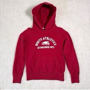 ROOTS Athletics Women Red Cotton Hoodie Sweater MEDIUM Casual Cabin Classic